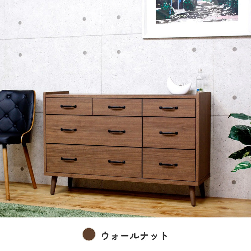 脚付き国産ローチェスト 幅119cm 木目調 17