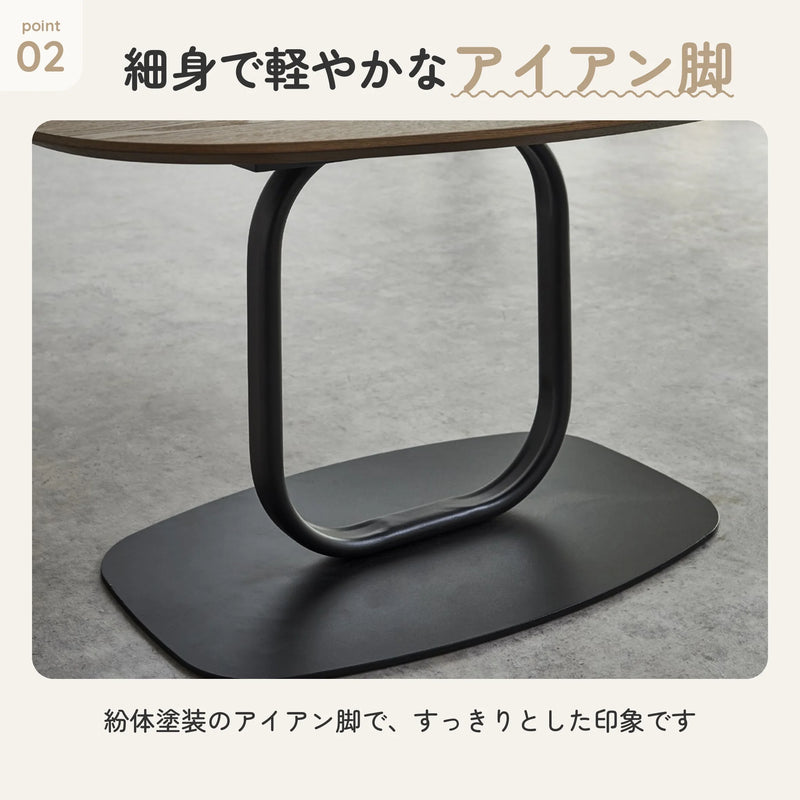 アイアン脚のセンターテーブル、アッシュ突板天板、幅80cm 5
