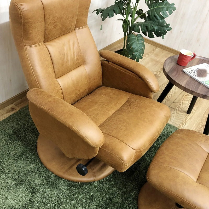オットマン付きパーソナルチェア 最大130度リクライニング ファブリックレザー 19