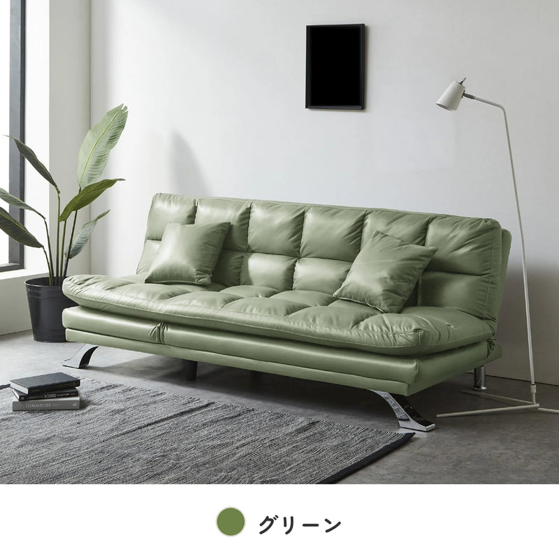 3WAYソファベッド ファブリックレザー リクライニング3段階 幅192cm 9
