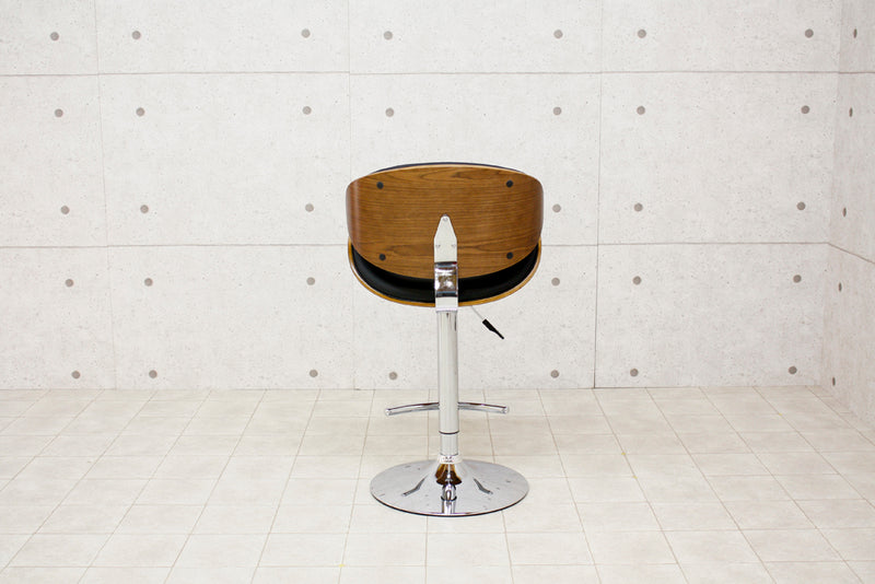 カウンターチェア 昇降式 ウォールナット突板 PUレザー 座面高63~85cm 幅52.5cm