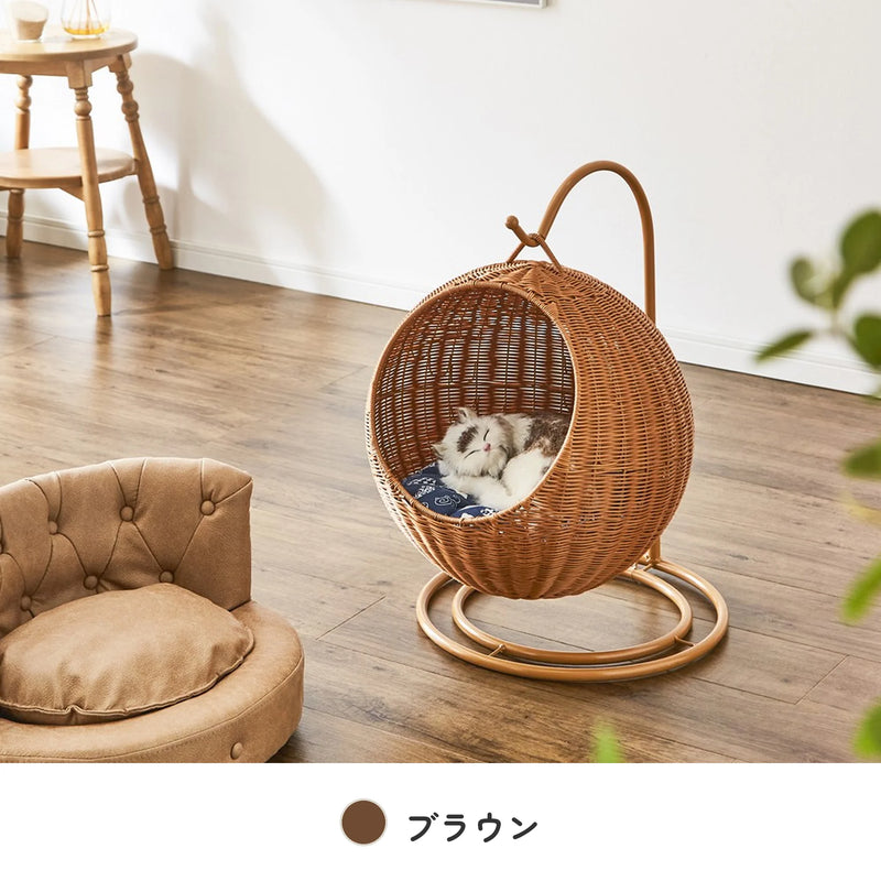 ペット用ハンギングチェア 人工ラタン 猫用 入口径32cm 12