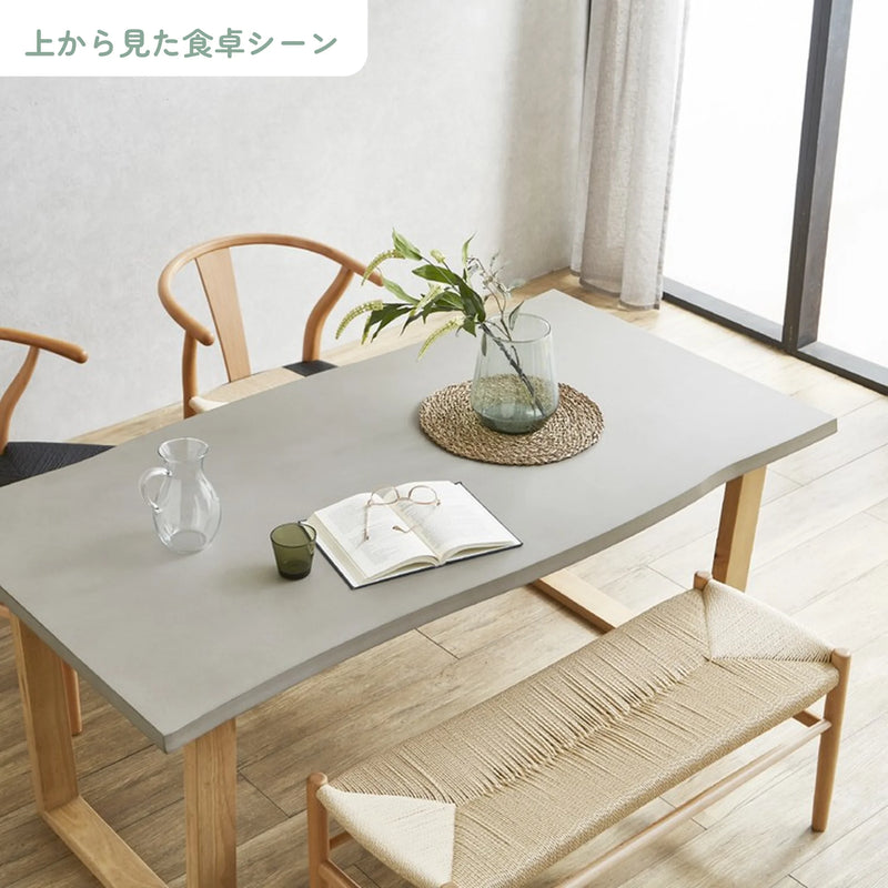 グレーのコンクリート柄天板と木脚のダイニングテーブル 5