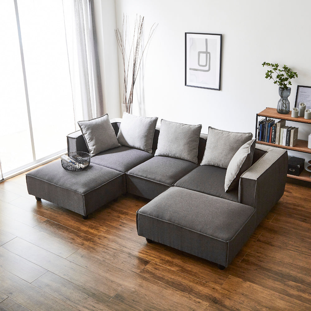 ツートンカラーのクッションリバーシブルタイプのワイドカウチソファー！