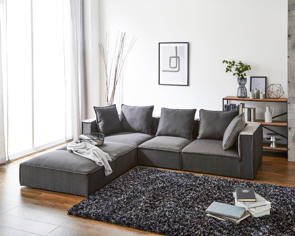 ツートンカラーのクッションリバーシブルタイプのワイドカウチソファー！