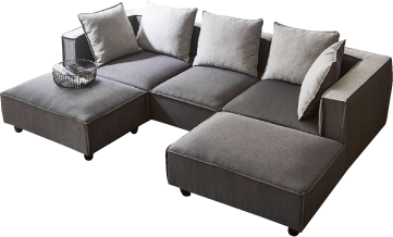 ツートンカラーのクッションリバーシブルタイプのワイドカウチソファー！